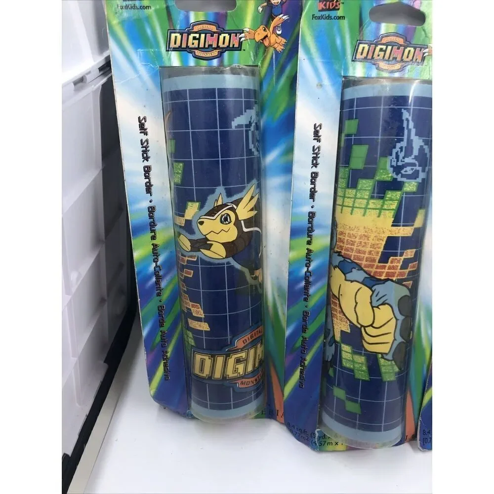3 Digimon Digital Monsters Self Stick Wall Paper Border 8.4sq.ft 5ydx6.75in VTG.
